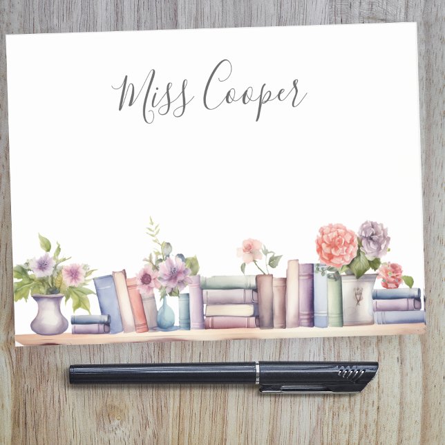 Post-it® Aquarelle Livres et Fleurs Professeur de bibliothé (Créateur téléchargé)