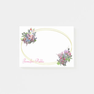 Post-it® Aquarelle manuscrite Floral Modèle Gold