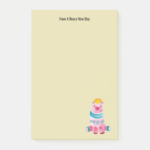 Post-it® Aquarelle mignonne Ours Avoir une bére Nice Jour