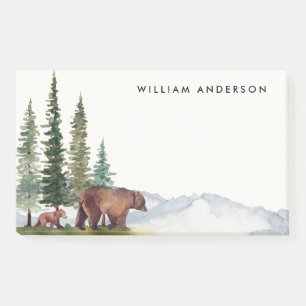 Post-it® Aquarelle mignonne personnalisée Ours de bois