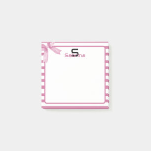 Post-it® Aquarelle mignonne Pink Bow Stripes