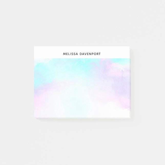 Post-it® Aquarelle moderne Abstraite Pastel bleu & violet (Devant)