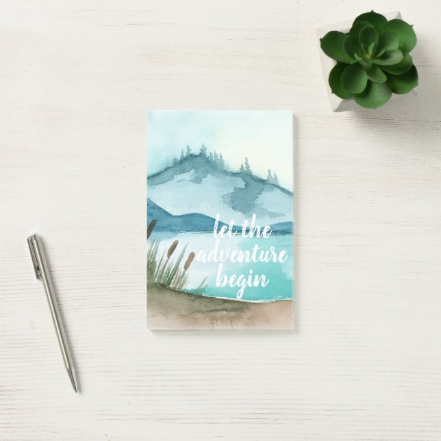 Post-it® Aquarelle moderne Nature Commençons l'aventure (Bureau)
