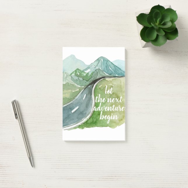 Post-it® Aquarelle Nature Commençons la prochaine aventure (Bureau)