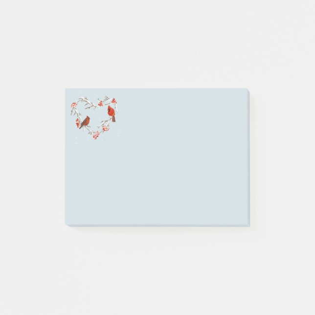 Post-it® Aquarelle Noël Oiseau rouge Cardinal Holly (Devant)