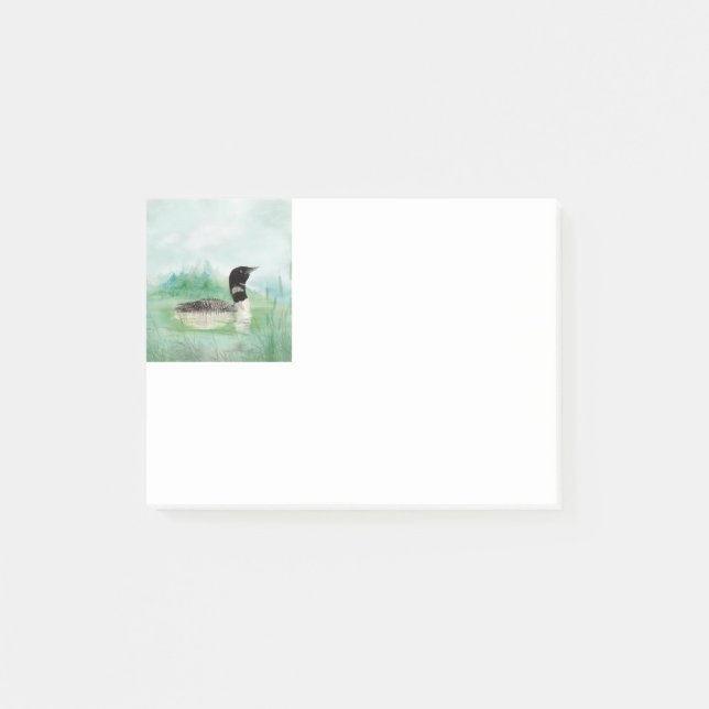 Post-it® Aquarelle Oiseau commun Loon Nature Art (Devant)