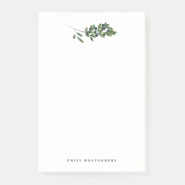Post-it® Aquarelle Olive Branche Feuilles Monogramme person (Devant)