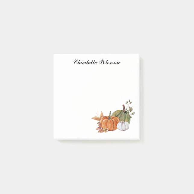 Post-it® Aquarelle orange vert blanc Citrouille Thanksgivin (Devant)