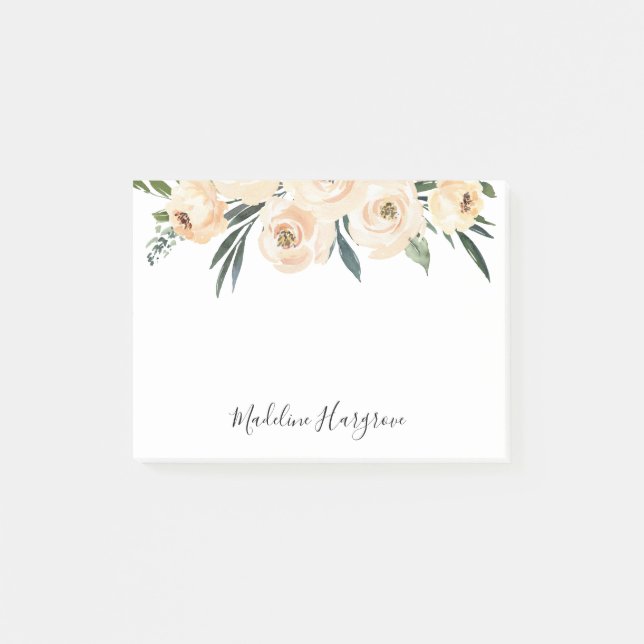 Post-it® Aquarelle Pêche Florale & Verdure Personnalisée (Devant)