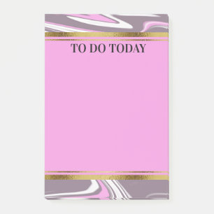 Post-it® Aquarelle personnalisée en marbre rose et gris 4x6