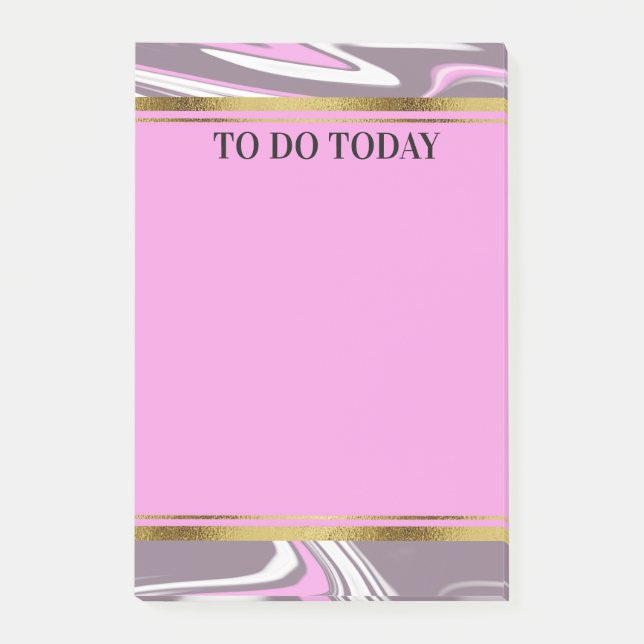 Post-it® Aquarelle personnalisée en marbre rose et gris 4x6 (Devant)