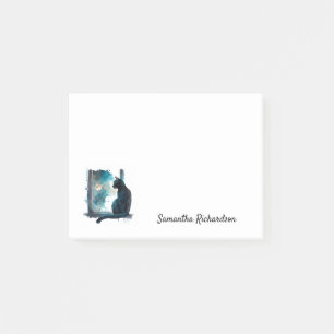 Post-it® Aquarelle personnalisée en noir lune de chat