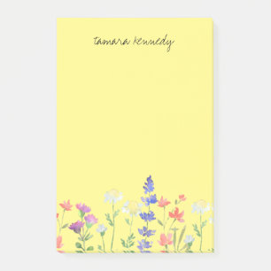 Post-it® Aquarelle personnalisée Fleurs sauvages Nom Floral
