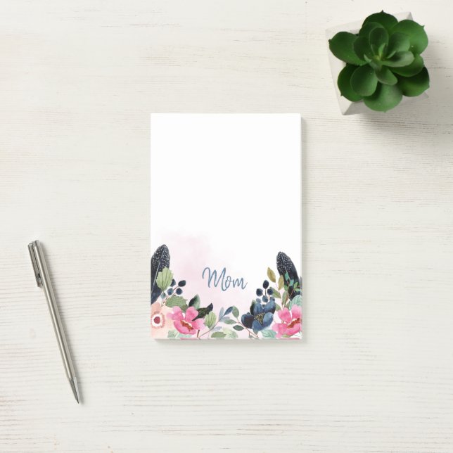 Post-it® Aquarelle personnalisée Floral (Bureau)