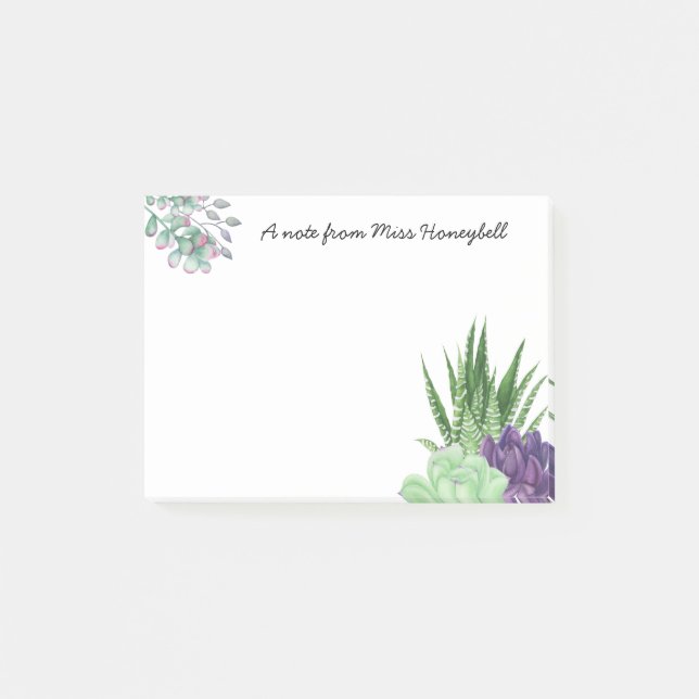 Post-it® Aquarelle personnalisée Succulente (Devant)