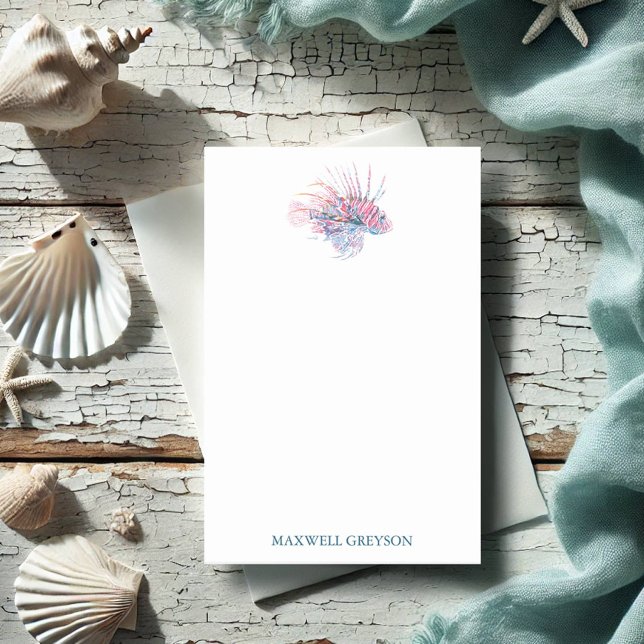 Post-it® Aquarelle Poisson tropical (Personalized post it notes watercolor lionfish art by Victoria Grigaliunas of Do Tell A Belle)