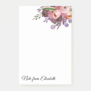 Post-it® Aquarelle romantique boho bouquet floral personali