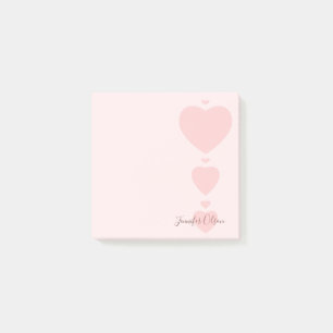 Post-it® Aquarelle rose Coeurs Élégant Chic tendance Simple