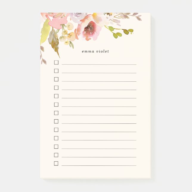 Post-it® Aquarelle rose et crème Florale à faire (Devant)