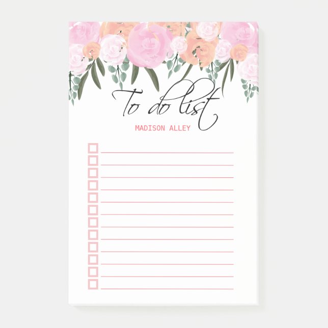 Post-it® Aquarelle rose et rose floral (Devant)
