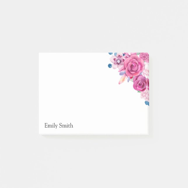 Post-it® Aquarelle rose Floral (Devant)