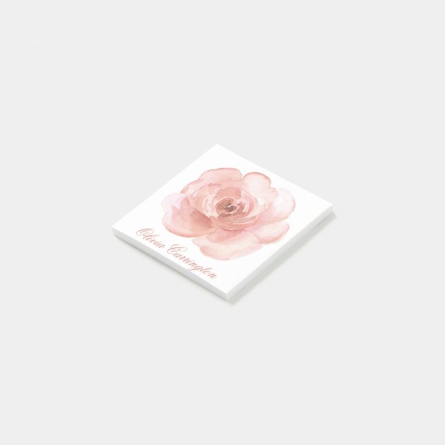 Post-it® Aquarelle rose Rose Nom élégant Bureau Joli (Incliné)