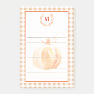 Post-it® Aquarelle Russe Citrouille & Plaid  Monogramme