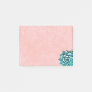 Post-it® Aquarelle Succulente sur dentelle rose pâle