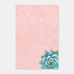 Post-it® Aquarelle Succulente sur dentelle rose pâle
