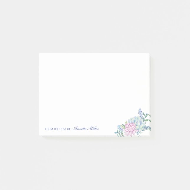 Post-it® Aquarelle Succulents Floral Personal Post-it Note (Devant)