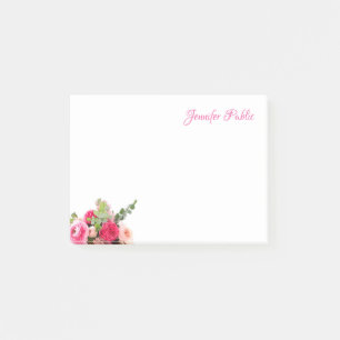 Post-it® Aquarelle tendance Roses floraux manuscrits Script