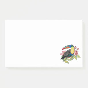 Post-it® Aquarelle Toucan Bird Avec Fleurs