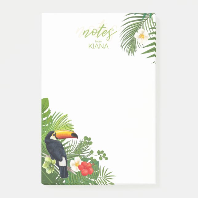 Post-it® Aquarelle Tropical avec Toucan Green ID577 (Devant)