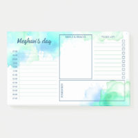 Aquarelle Turquoise Vert Taches Planner Quotidien