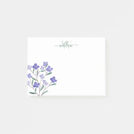 Post-it® Aquarelle violet vert fleurit Monogramme