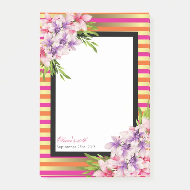 Post-it® Aquarelle violette et rose Magnolia Anniversaire (Devant)
