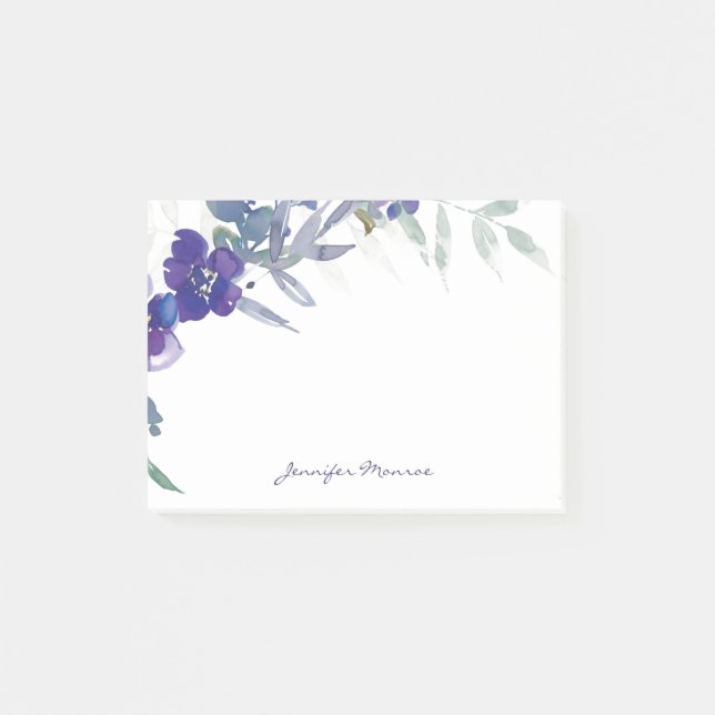 Post-it® Aquarelle violette florale personnalisée (Devant)