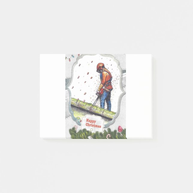 Post-it® Arborist chainsaw tree surgeon Gift Christmas (Devant)