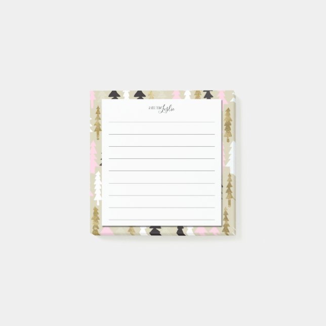 Post-it® Arbre Chic Une Note Du Bloc-Notes Monogramme (Devant)