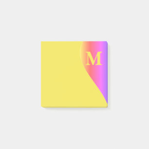 Post-it® Arc-en-ciel coloré et jaune avec Monogramme