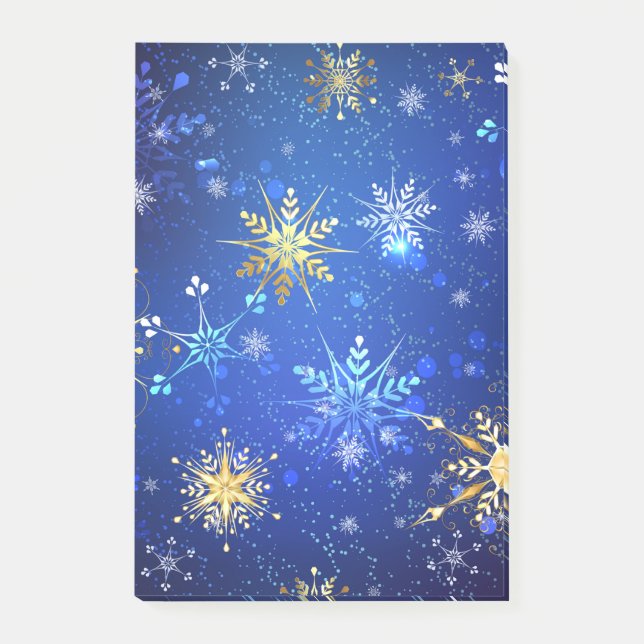 Post-it® Arrière - plan Bleu XMAS avec des flocons de neige (Devant)