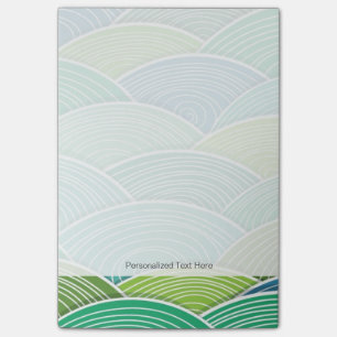 Post-it® Arrière - plan de vagues vertes abstraites courb