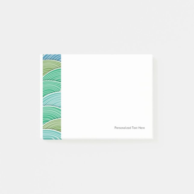 Post-it® Arrière - plan de vagues vertes abstraites courbée (Devant)