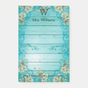 Post-it® Arrière - plan en bois monogramme personnalisé