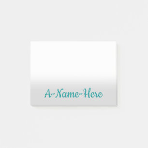 Post-it® Arrière - plan gris clair minimaliste + nom cyan 