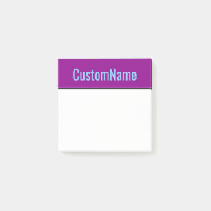 Post-it® Arrière - plan Magenta foncé + Nom bleu ciel clair