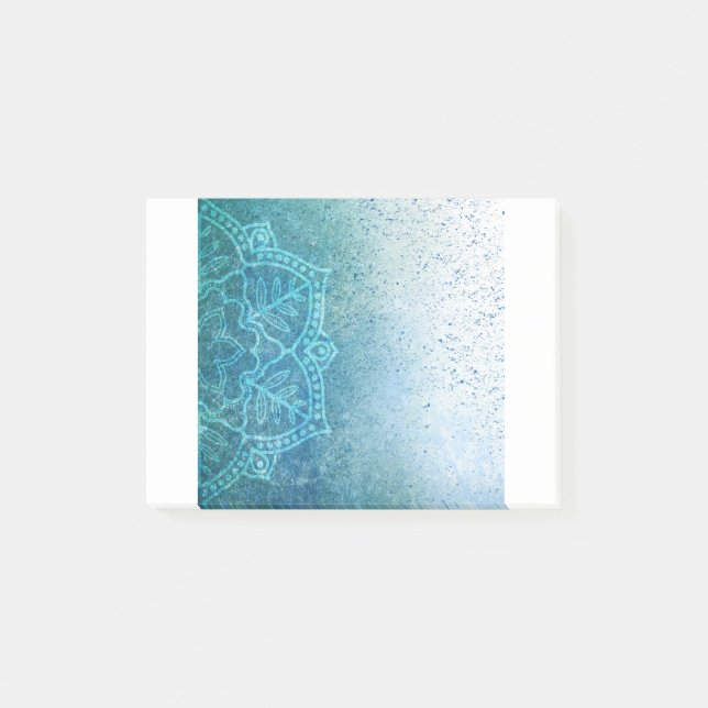 Post-it® Arrière - plan Mandala Grunge Motif Texte vert (Devant)