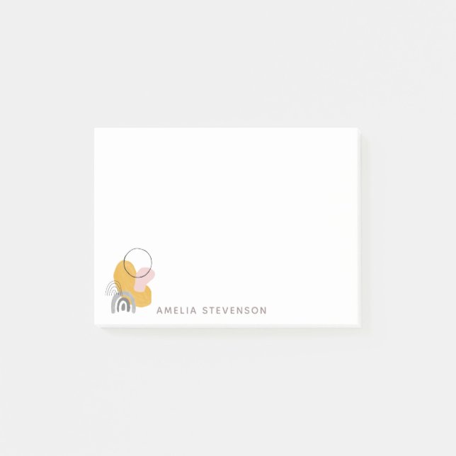 Post-it® Art Boho Abstrait en Jaune et Gris Personnalisé (Devant)