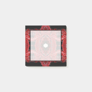 Post-it® Art fluide acrylique abstrait rouge labyrinthique