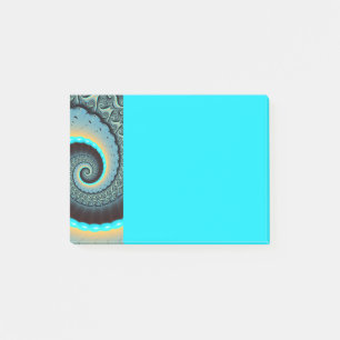 Post-it® Art fractal spirale abstrait bleu turquoise orange